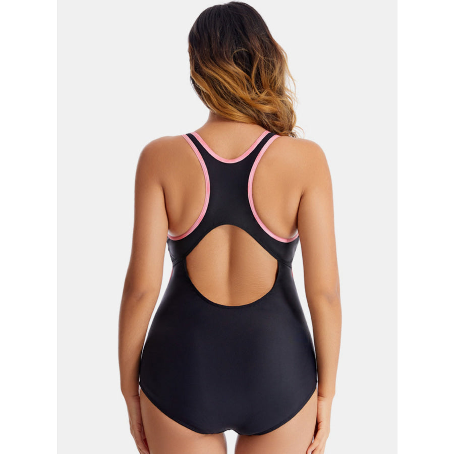 Scoop Neck Wide Strap One - Piece Swimwear Apparel and Accessories