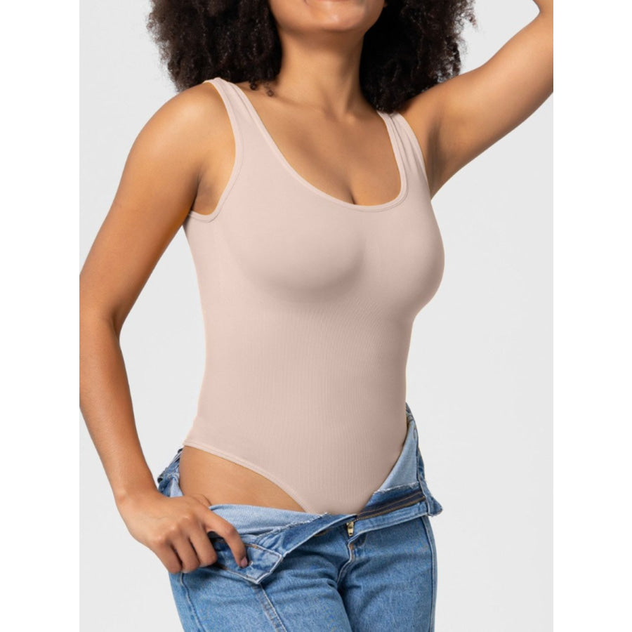 Scoop Neck Wide Strap Shaping Bodysuit Apparel and Accessories