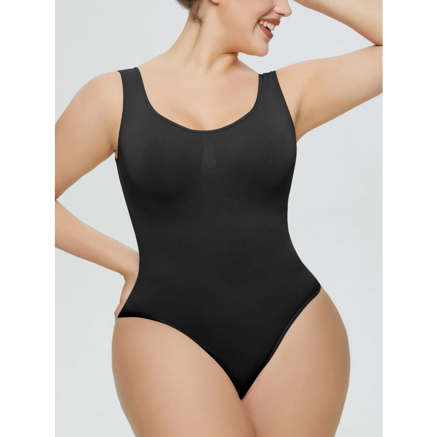 Scoop Neck Wide Strap Shaping Bodysuit Black / S Apparel and Accessories