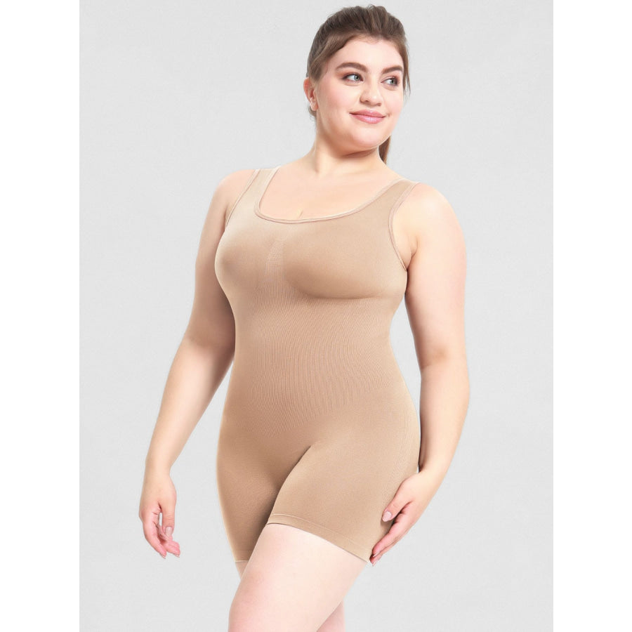 Scoop Neck Wide Strap Shaping Romper Apparel and Accessories