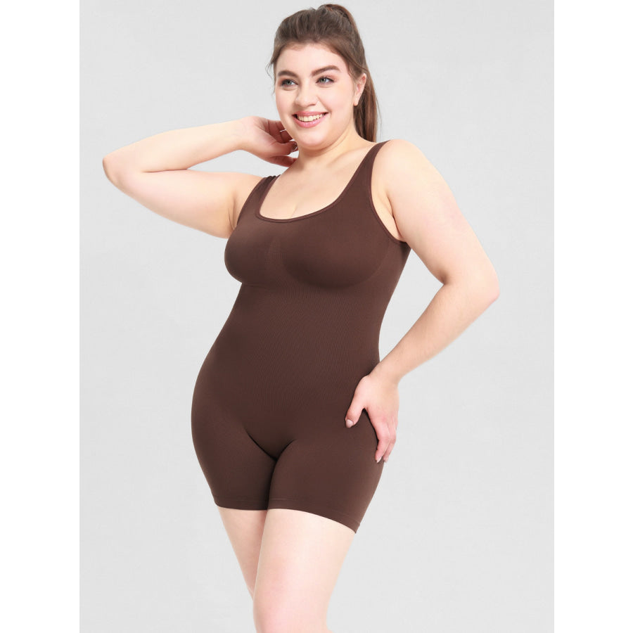 Scoop Neck Wide Strap Shaping Romper Apparel and Accessories
