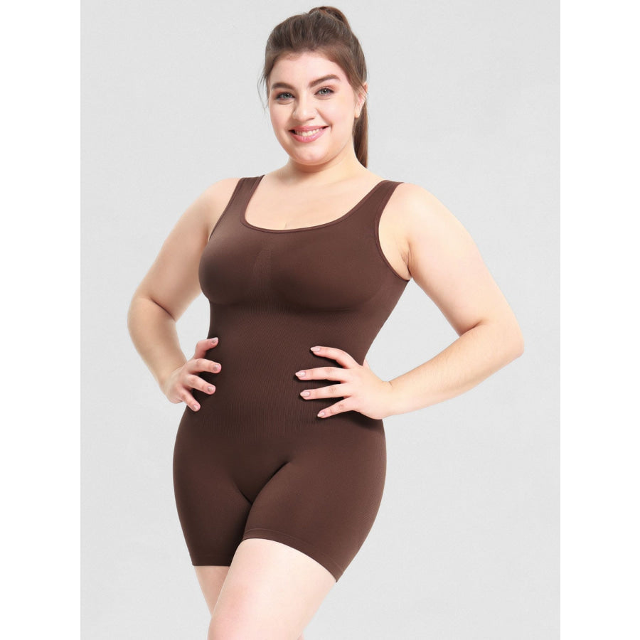 Scoop Neck Wide Strap Shaping Romper Apparel and Accessories