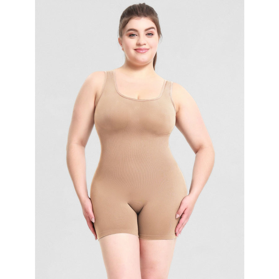 Scoop Neck Wide Strap Shaping Romper Apparel and Accessories