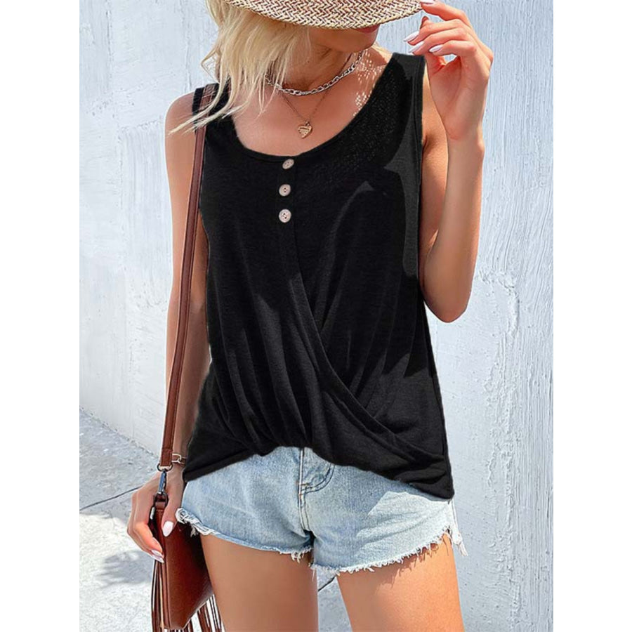 Scoop Neck Wide Strap Tank Black / S Apparel and Accessories