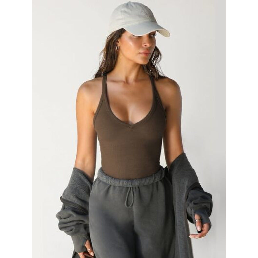 Scoop Neck Wide Strap Tank Chocolate / S Apparel and Accessories