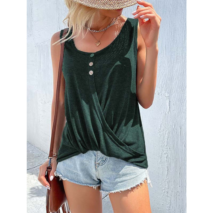 Scoop Neck Wide Strap Tank Green / S Apparel and Accessories