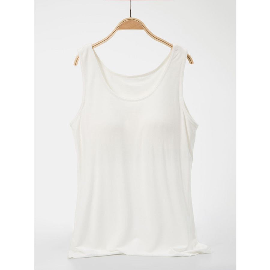 Scoop Neck Wide Strap Tank Ivory / S Apparel and Accessories