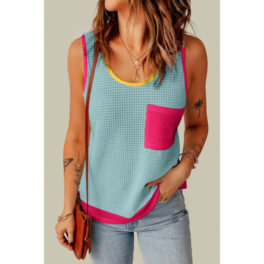 Scoop Neck Wide Strap Tank Light Blue / L Apparel and Accessories