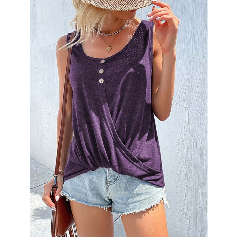 Scoop Neck Wide Strap Tank Violet / S Apparel and Accessories