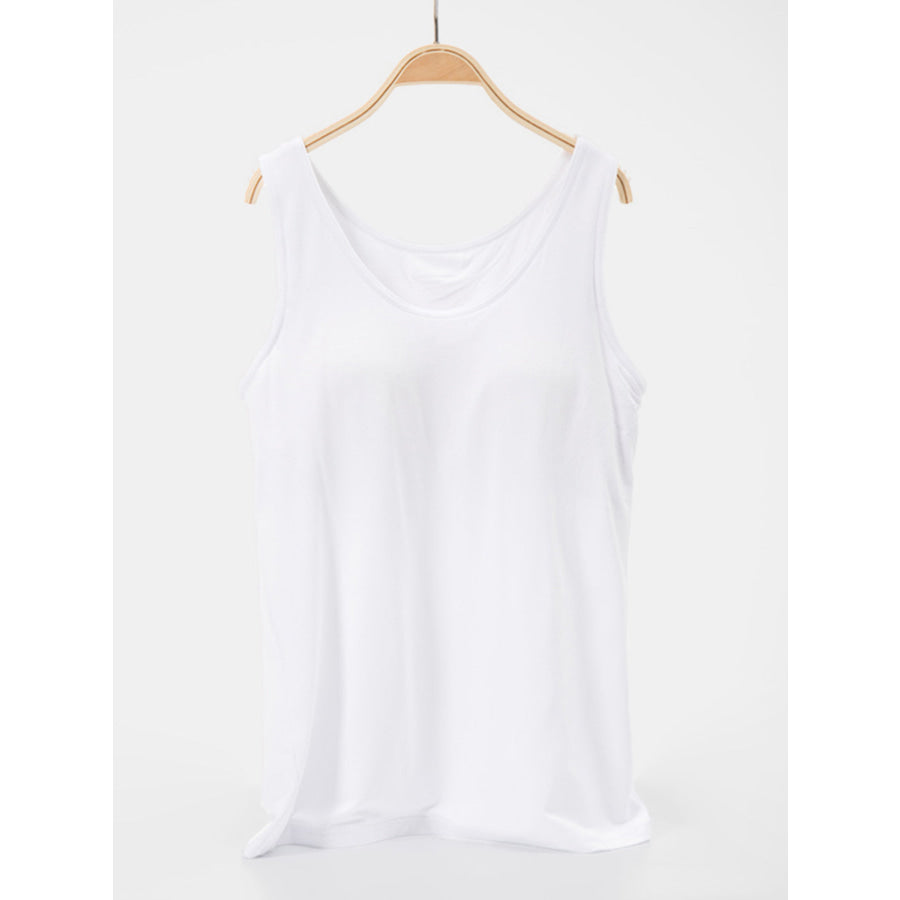 Scoop Neck Wide Strap Tank White / S Apparel and Accessories