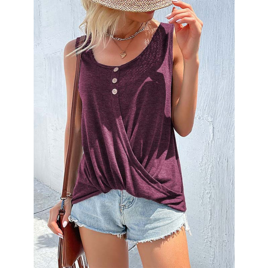 Scoop Neck Wide Strap Tank Wine / S Apparel and Accessories