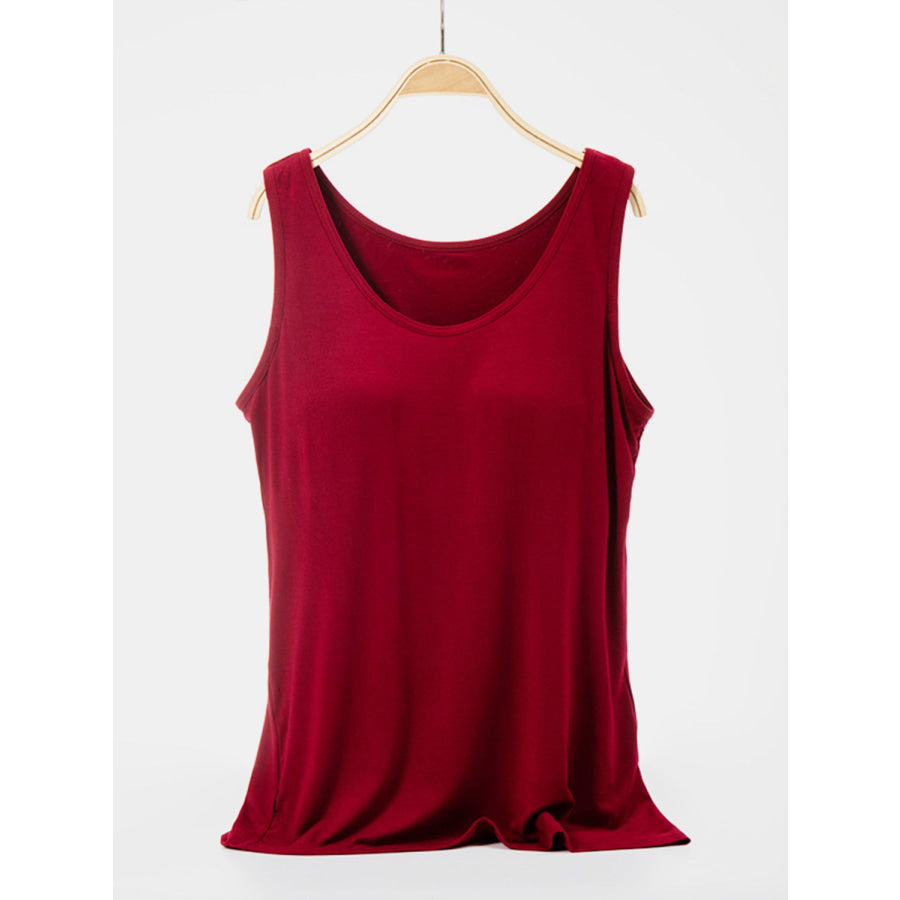 Scoop Neck Wide Strap Tank Wine / S Apparel and Accessories