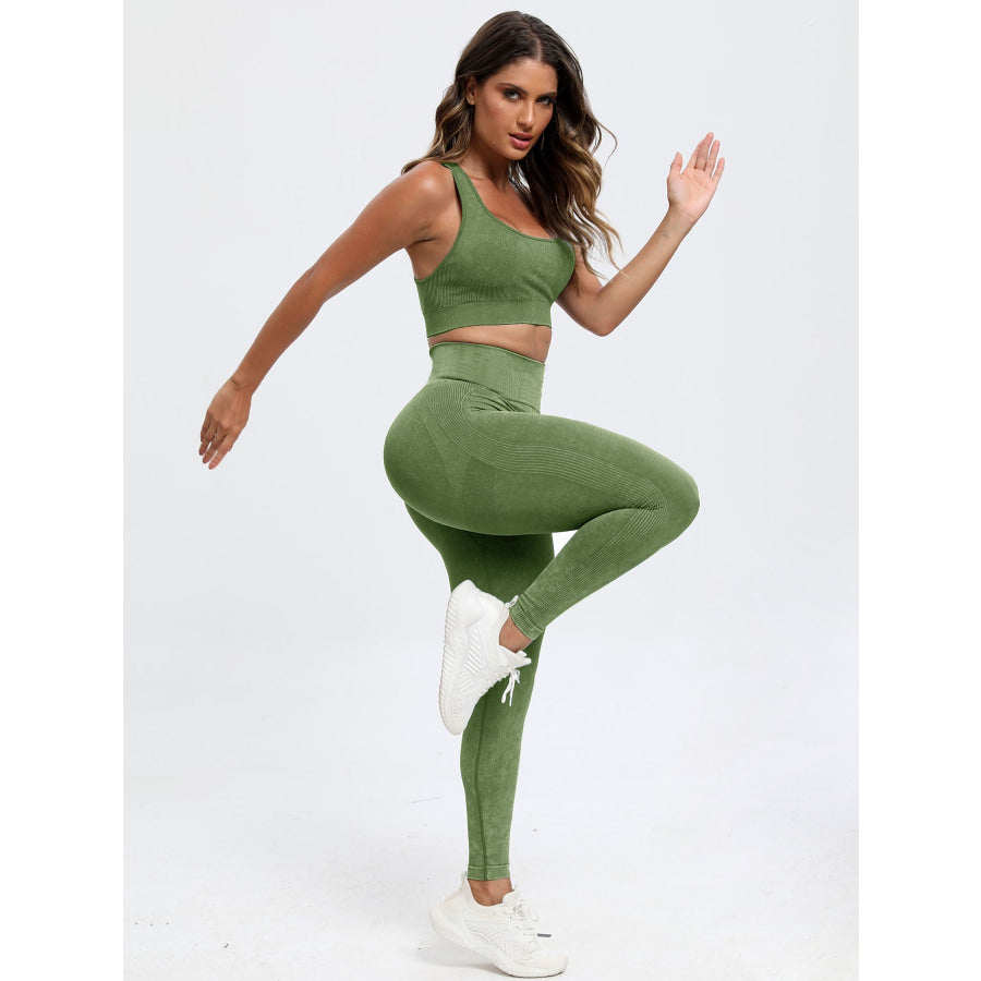 Scoop Neck Wide Strap Top and Pants Active Set Apparel and Accessories