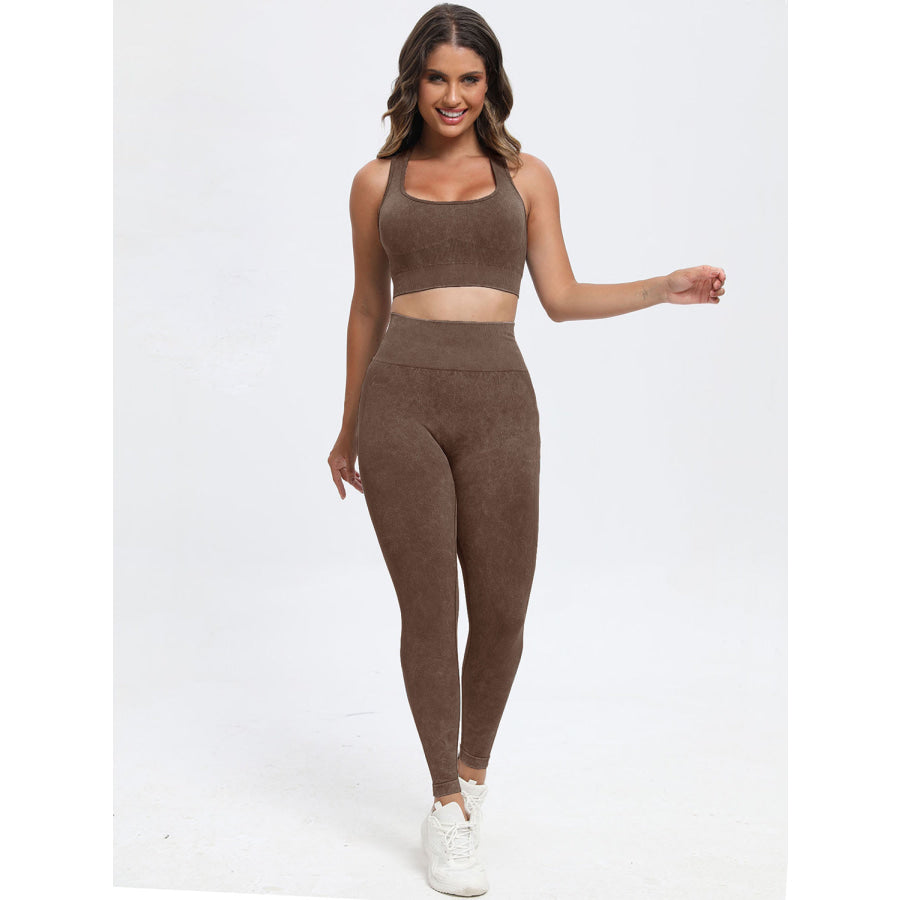 Scoop Neck Wide Strap Top and Pants Active Set Apparel and Accessories