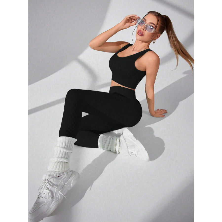 Scoop Neck Wide Strap Top and Pants Active Set Apparel and Accessories