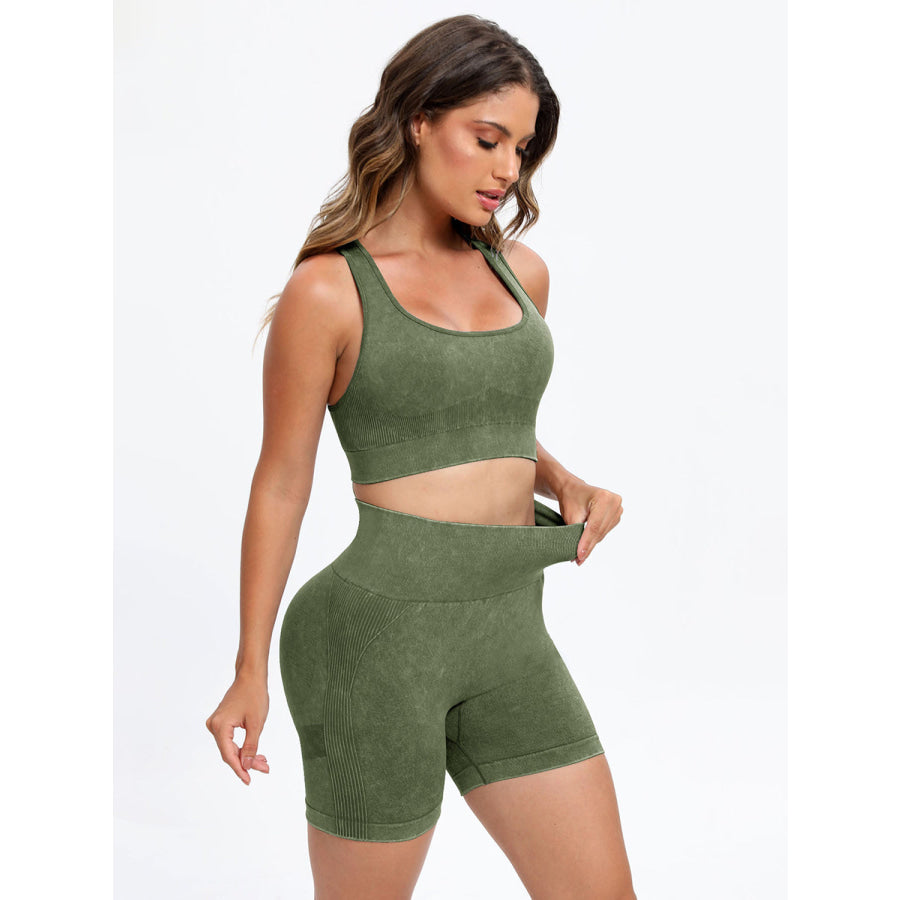 Scoop Neck Wide Strap Top and Shorts Active Set Apparel and Accessories