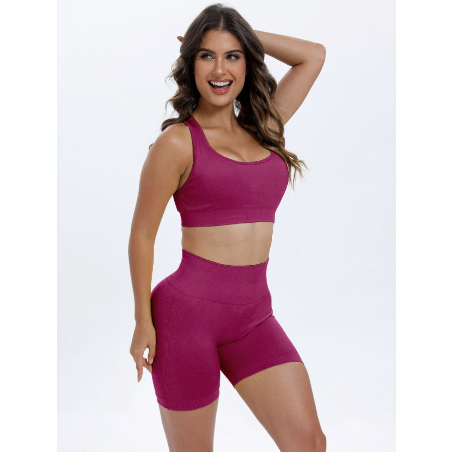 Scoop Neck Wide Strap Top and Shorts Active Set Apparel and Accessories