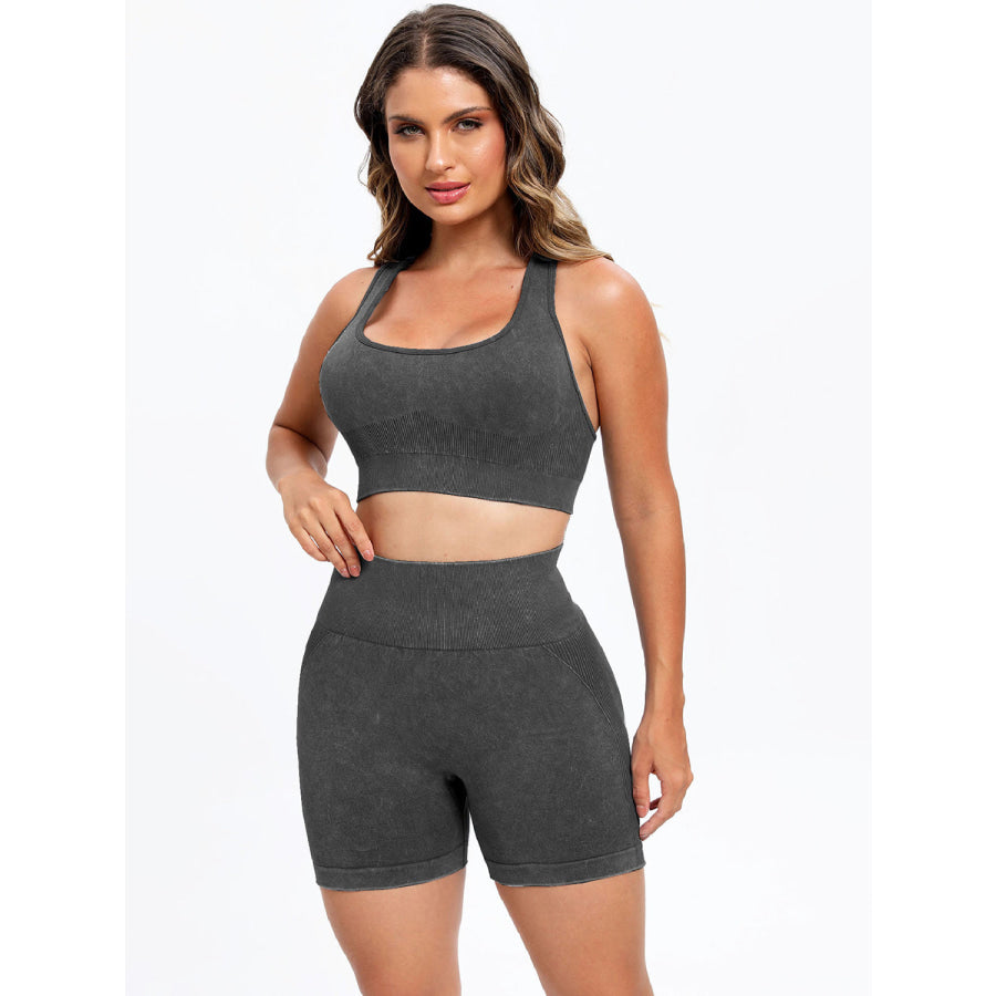 Scoop Neck Wide Strap Top and Shorts Active Set Apparel and Accessories