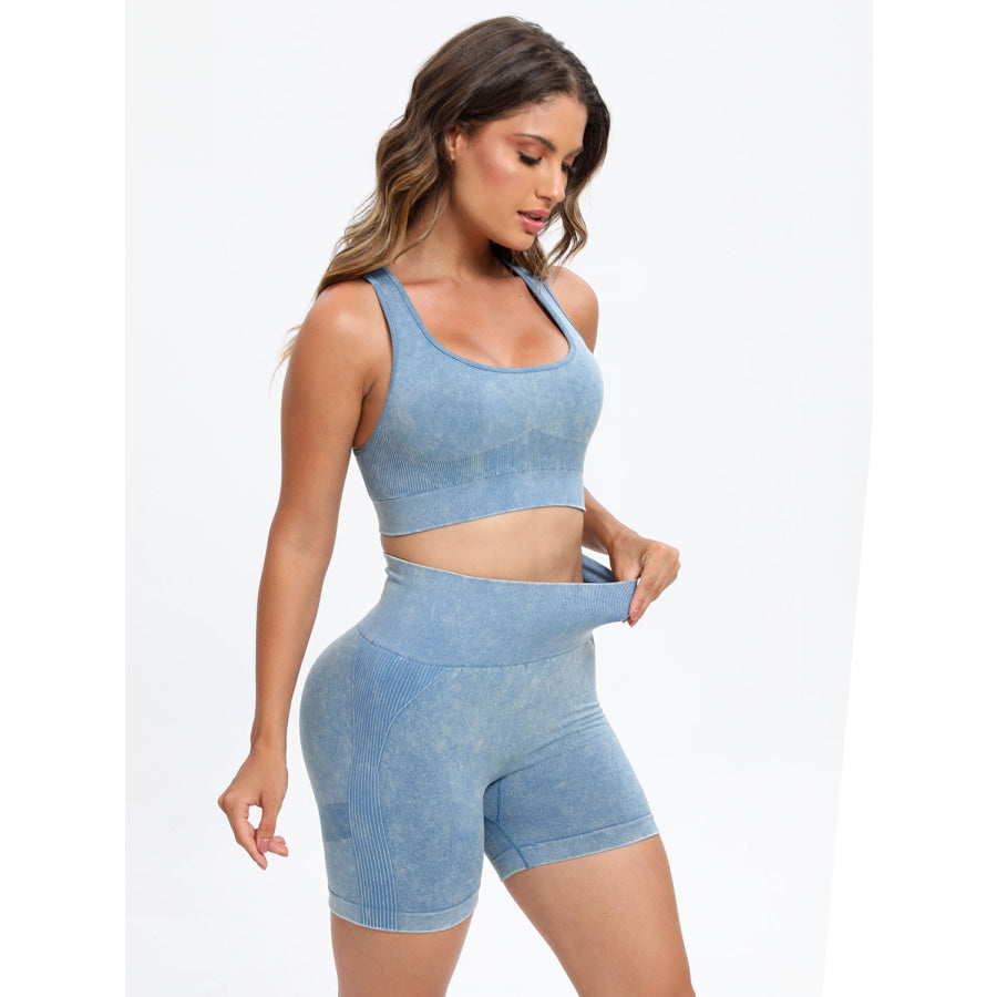 Scoop Neck Wide Strap Top and Shorts Active Set Apparel and Accessories