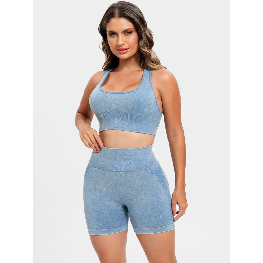 Scoop Neck Wide Strap Top and Shorts Active Set Apparel and Accessories