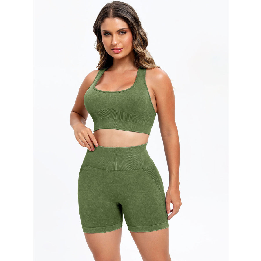 Scoop Neck Wide Strap Top and Shorts Active Set Apparel and Accessories