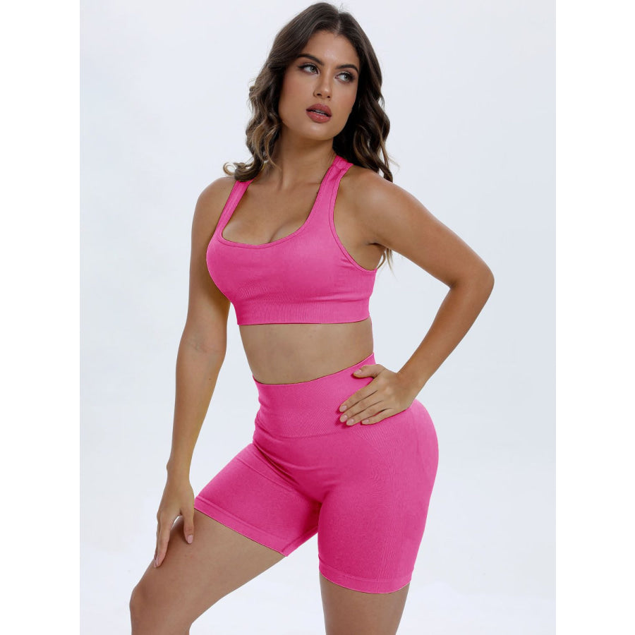 Scoop Neck Wide Strap Top and Shorts Active Set Apparel and Accessories