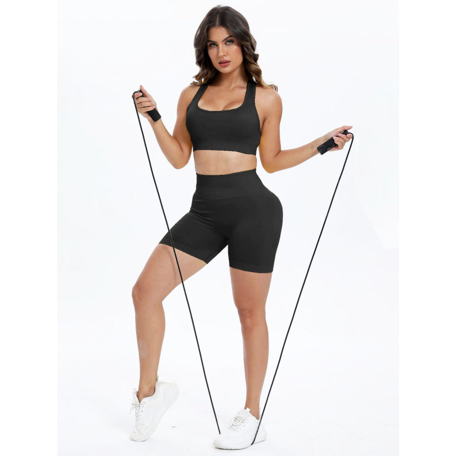 Scoop Neck Wide Strap Top and Shorts Active Set Apparel and Accessories