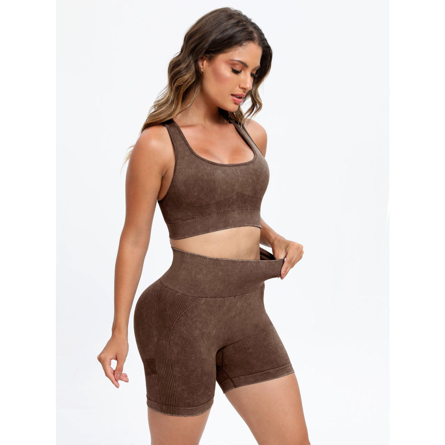 Scoop Neck Wide Strap Top and Shorts Active Set Apparel and Accessories