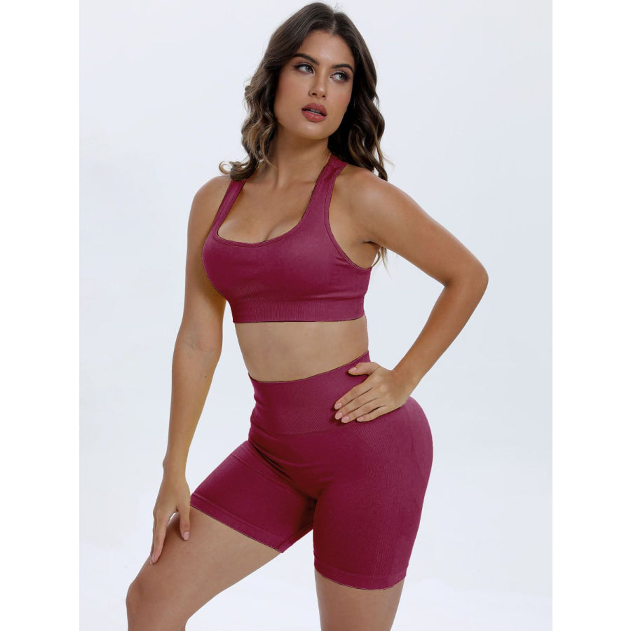 Scoop Neck Wide Strap Top and Shorts Active Set Apparel and Accessories