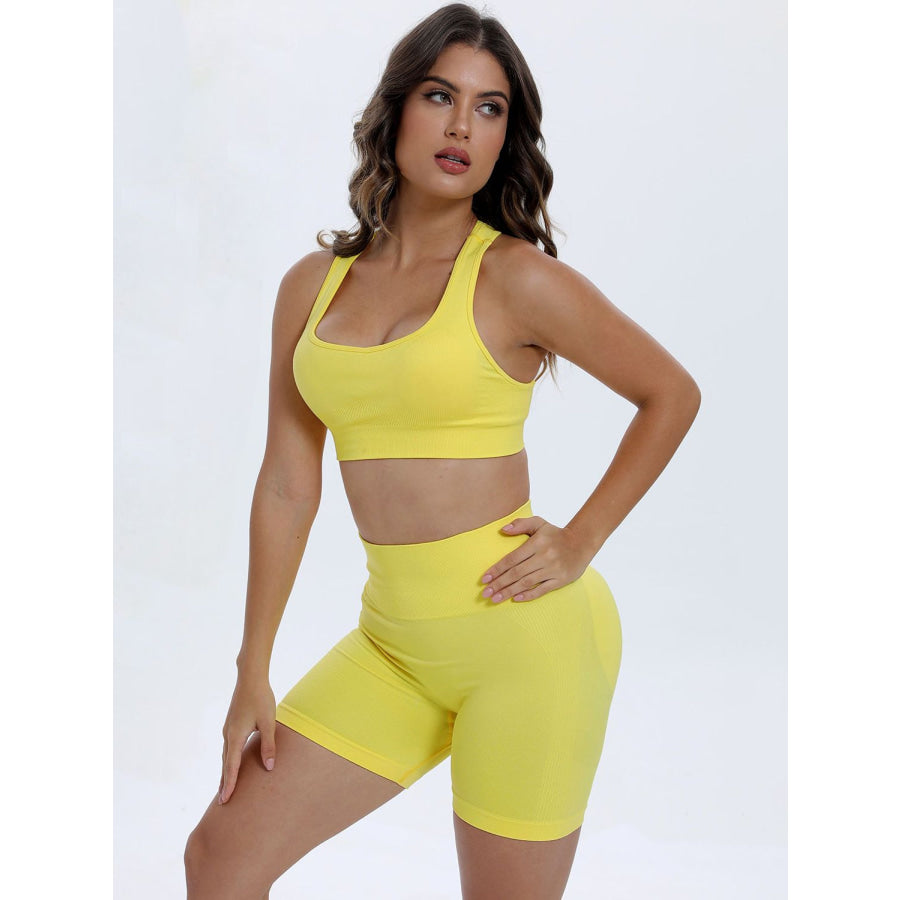 Scoop Neck Wide Strap Top and Shorts Active Set Apparel and Accessories