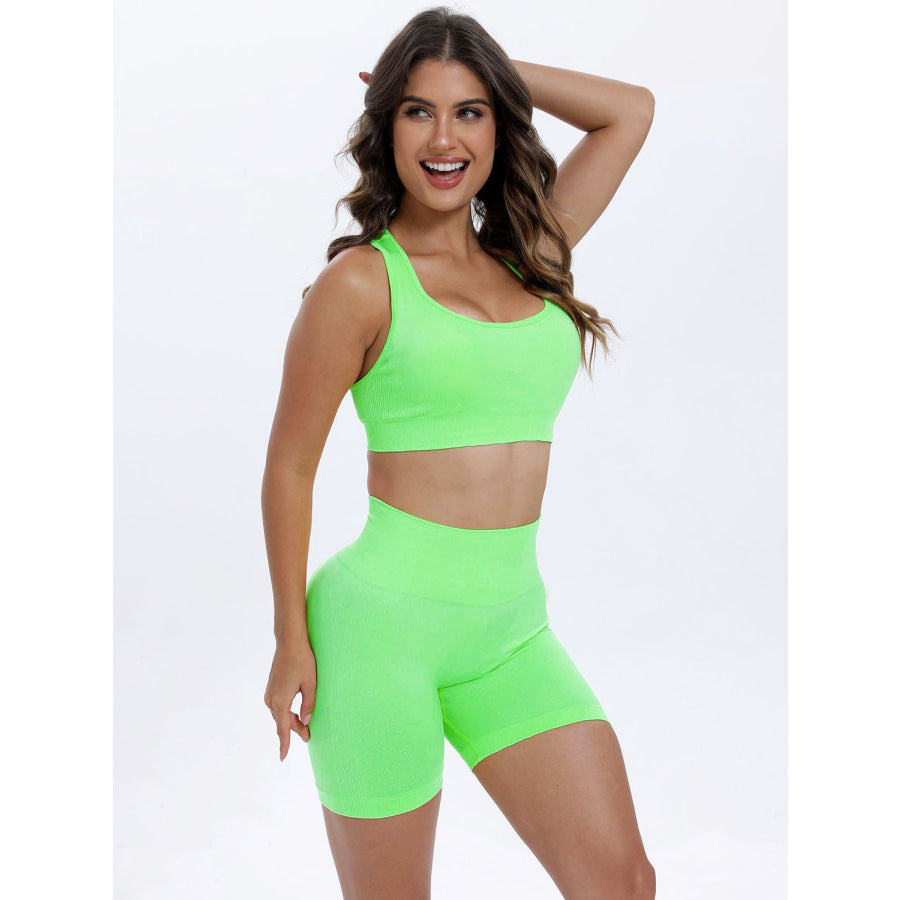 Scoop Neck Wide Strap Top and Shorts Active Set Apparel and Accessories