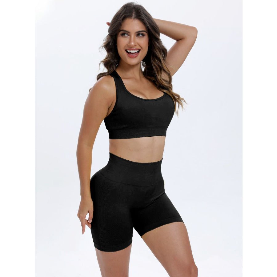 Scoop Neck Wide Strap Top and Shorts Active Set Apparel and Accessories