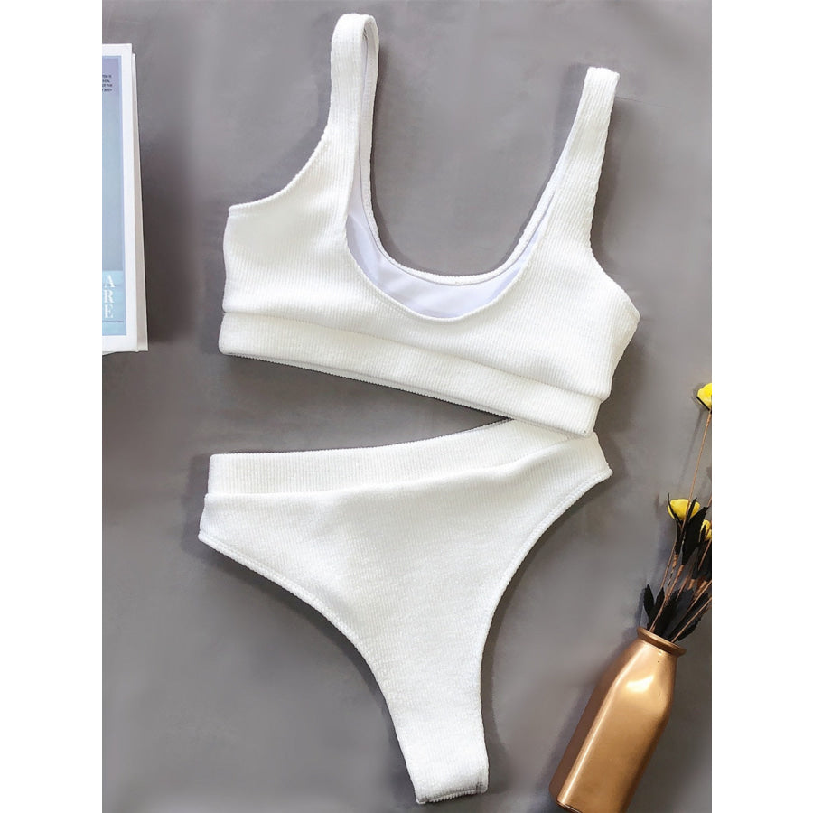 Scoop Neck Wide Strap Two-Piece Swim Set Apparel and Accessories