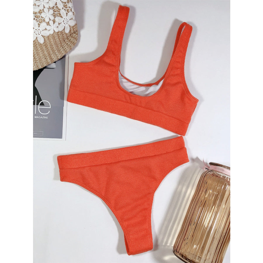 Scoop Neck Wide Strap Two-Piece Swim Set Apparel and Accessories