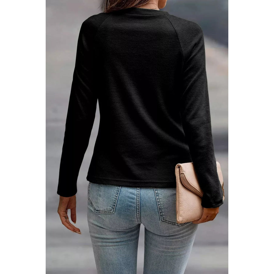 Seam Detail Raglan Long Sleeve Top Apparel and Accessories