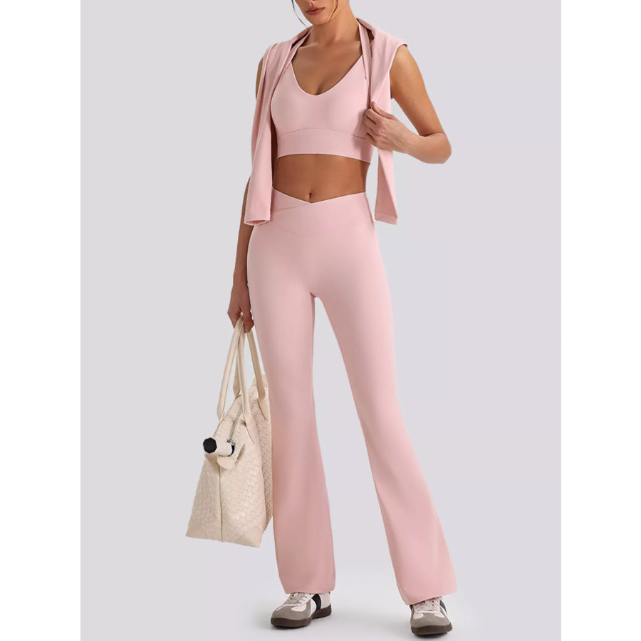 Seamless Criss-Cross V-Neck Tank and Leggings Active Set Apparel and Accessories