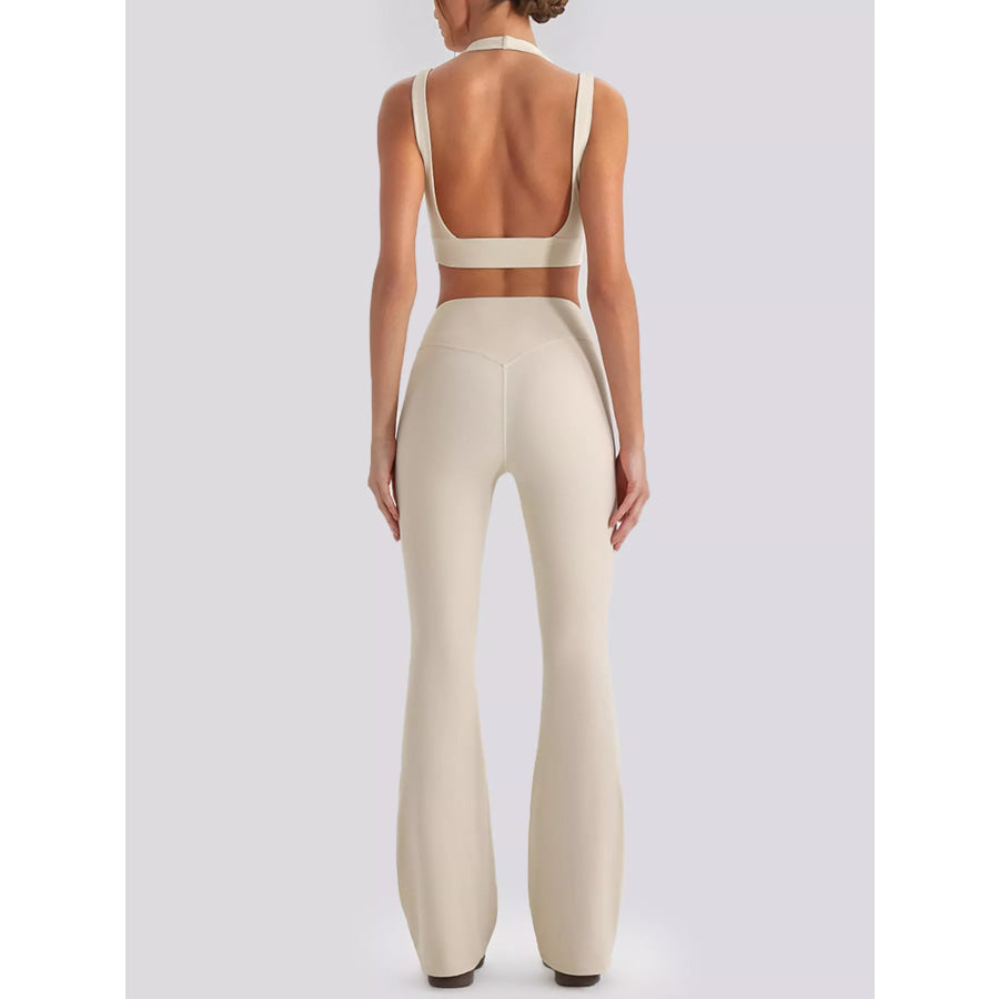 Seamless Criss-Cross V-Neck Tank and Leggings Active Set Apparel and Accessories
