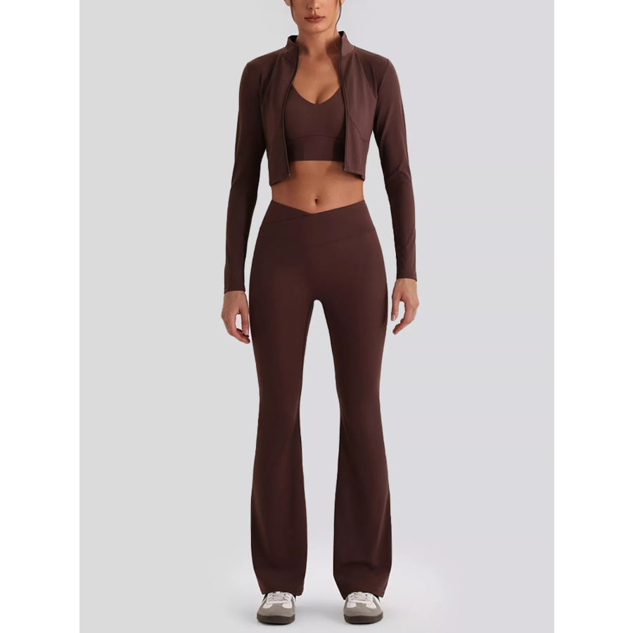 Seamless Criss-Cross V-Neck Tank and Leggings Active Set Apparel and Accessories