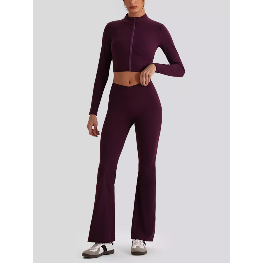 Seamless Criss-Cross V-Neck Tank and Leggings Active Set Dark purple / S/4 Apparel and Accessories