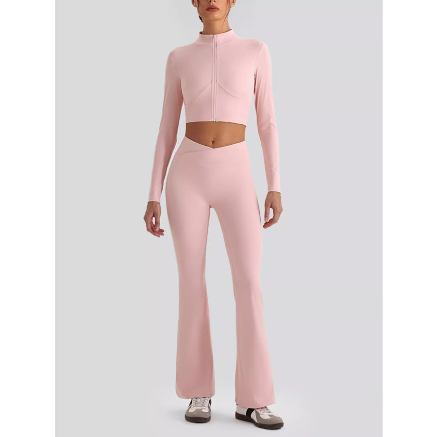 Seamless Criss-Cross V-Neck Tank and Leggings Active Set Light pink / S/4 Apparel and Accessories