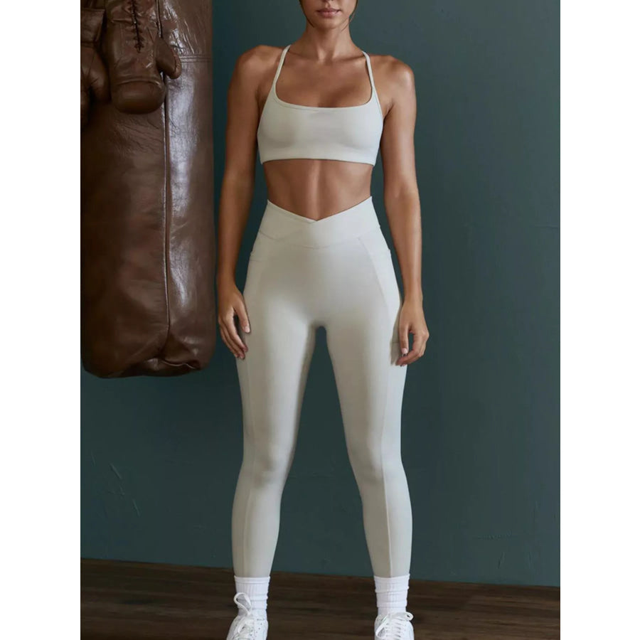 Seamless Cross-Waist Cami and Leggings Active Set Apparel and Accessories