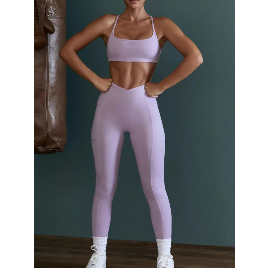 Seamless Cross-Waist Cami and Leggings Active Set Apparel and Accessories