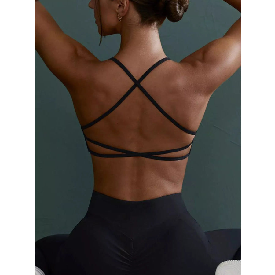Seamless Cross-Waist Cami and Leggings Active Set Black / S/4 Apparel and Accessories