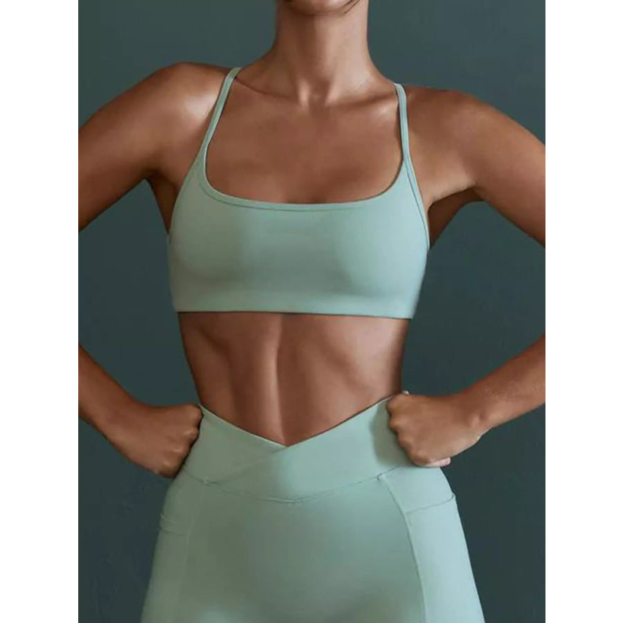 Seamless Cross-Waist Cami and Leggings Active Set Turquoise / S/4 Apparel and Accessories