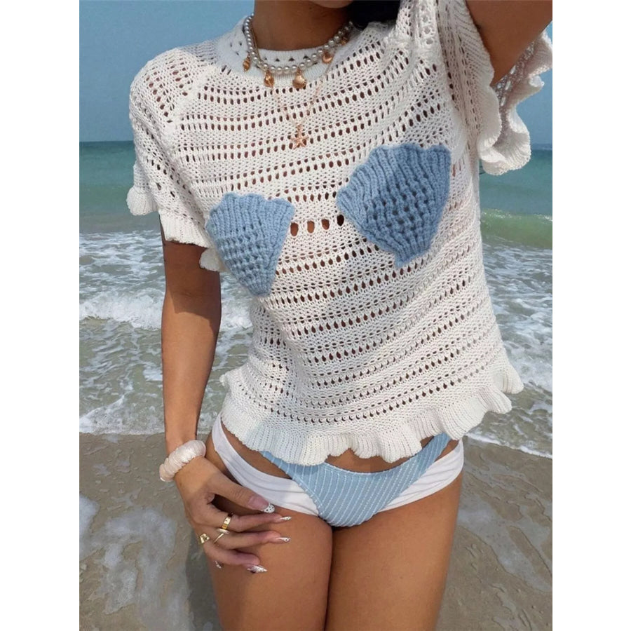 Seashell Crochet Knit Top Apparel and Accessories