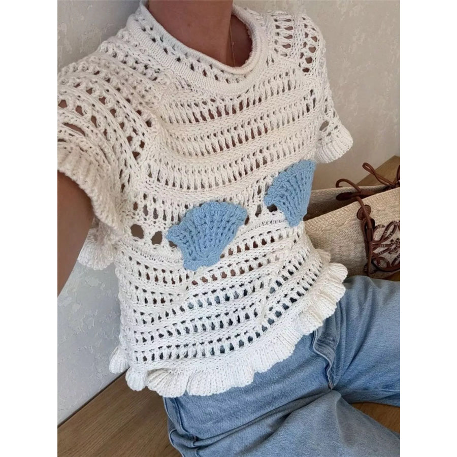 Seashell Crochet Knit Top Apparel and Accessories