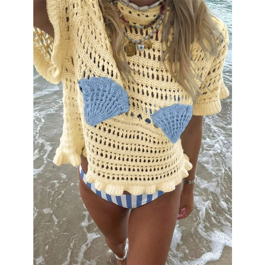 Seashell Crochet Knit Top Apparel and Accessories
