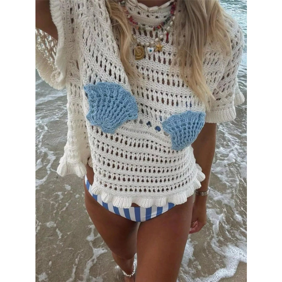 Seashell Crochet Knit Top Apparel and Accessories