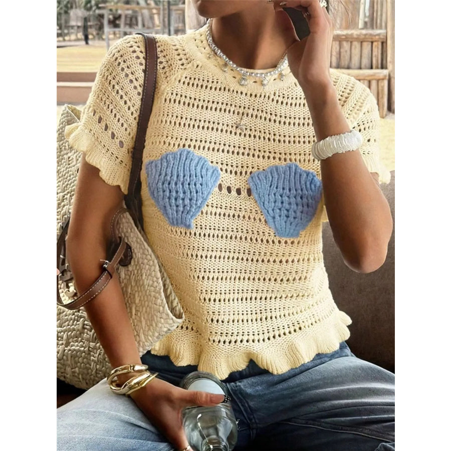 Seashell Crochet Knit Top Apparel and Accessories