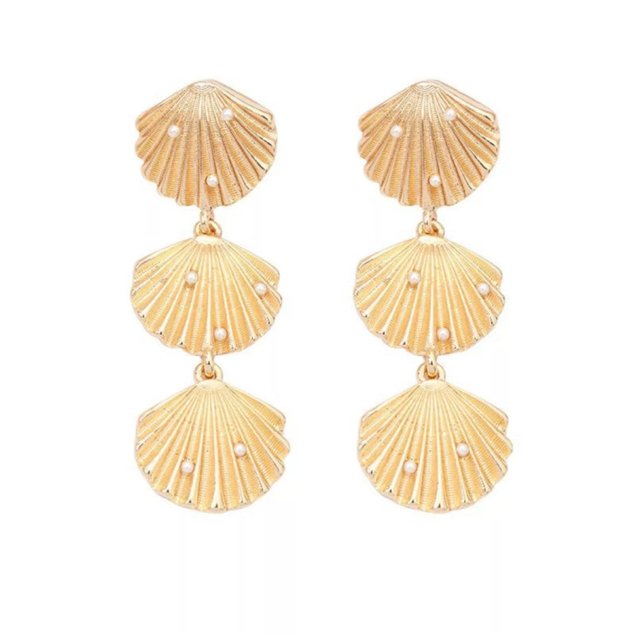 Seashell Dangle Earrings with Pearl Accents Gold / onesize Apparel and Accessories